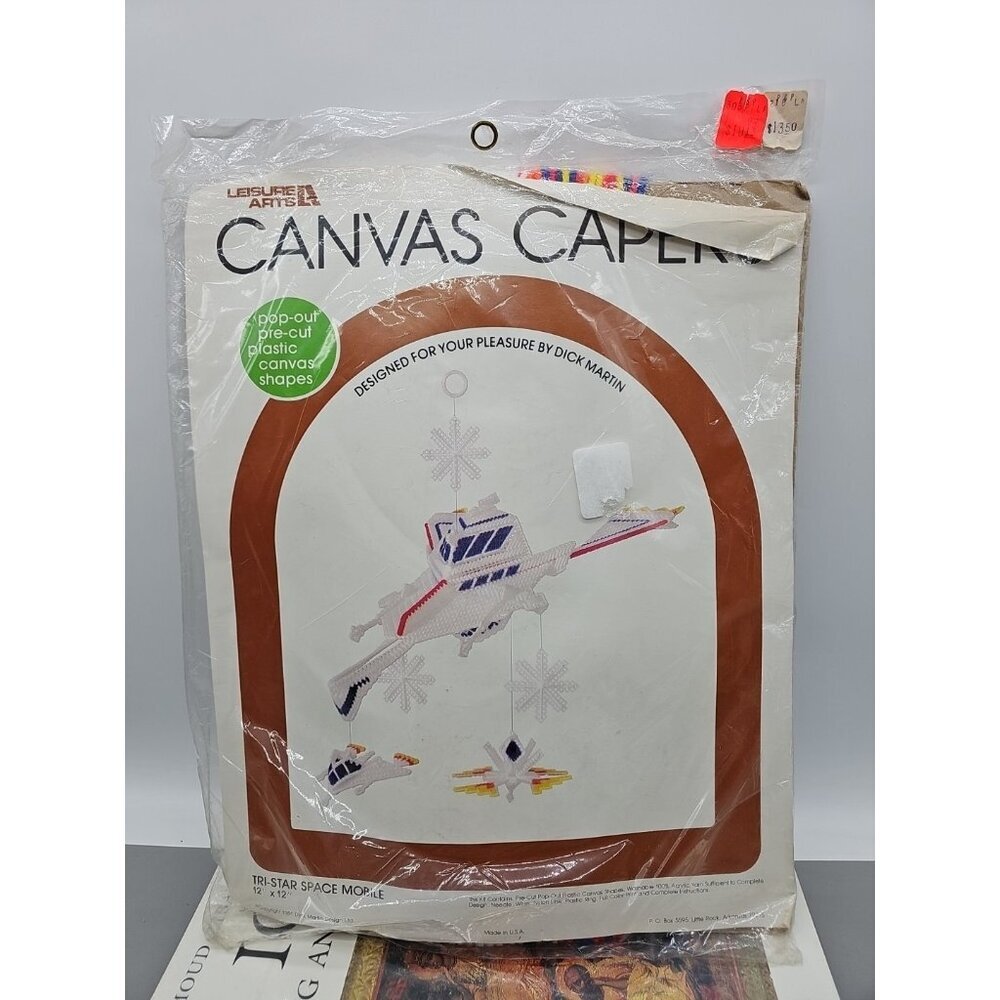 Vintage 1981 Leisure Arts Canvas Capers Kit #119 Tri Star Space Mobile New